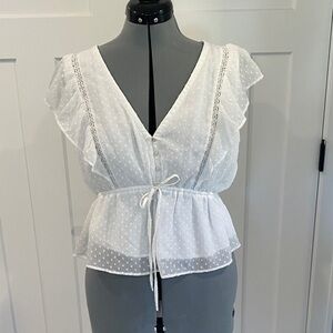 Abercrombie & Fitch White Lace Trim Blouse